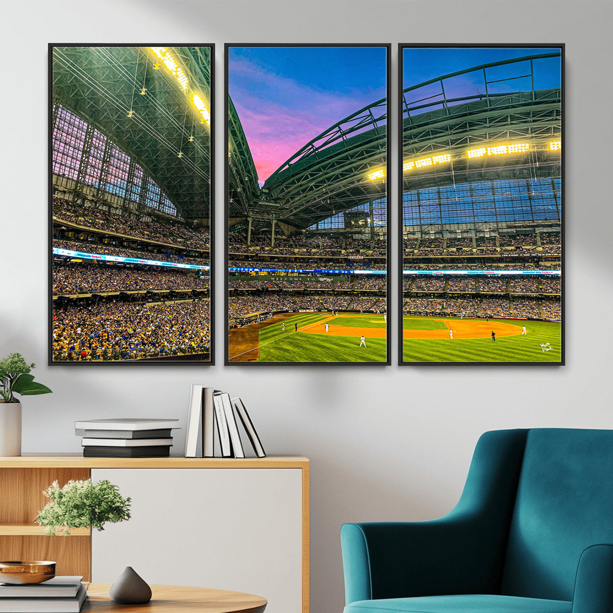 17006-MGV-CV-36X24 - Milwaukee Brewers Baseball Team Print Canvas, American Family Field Stadium Wall Art