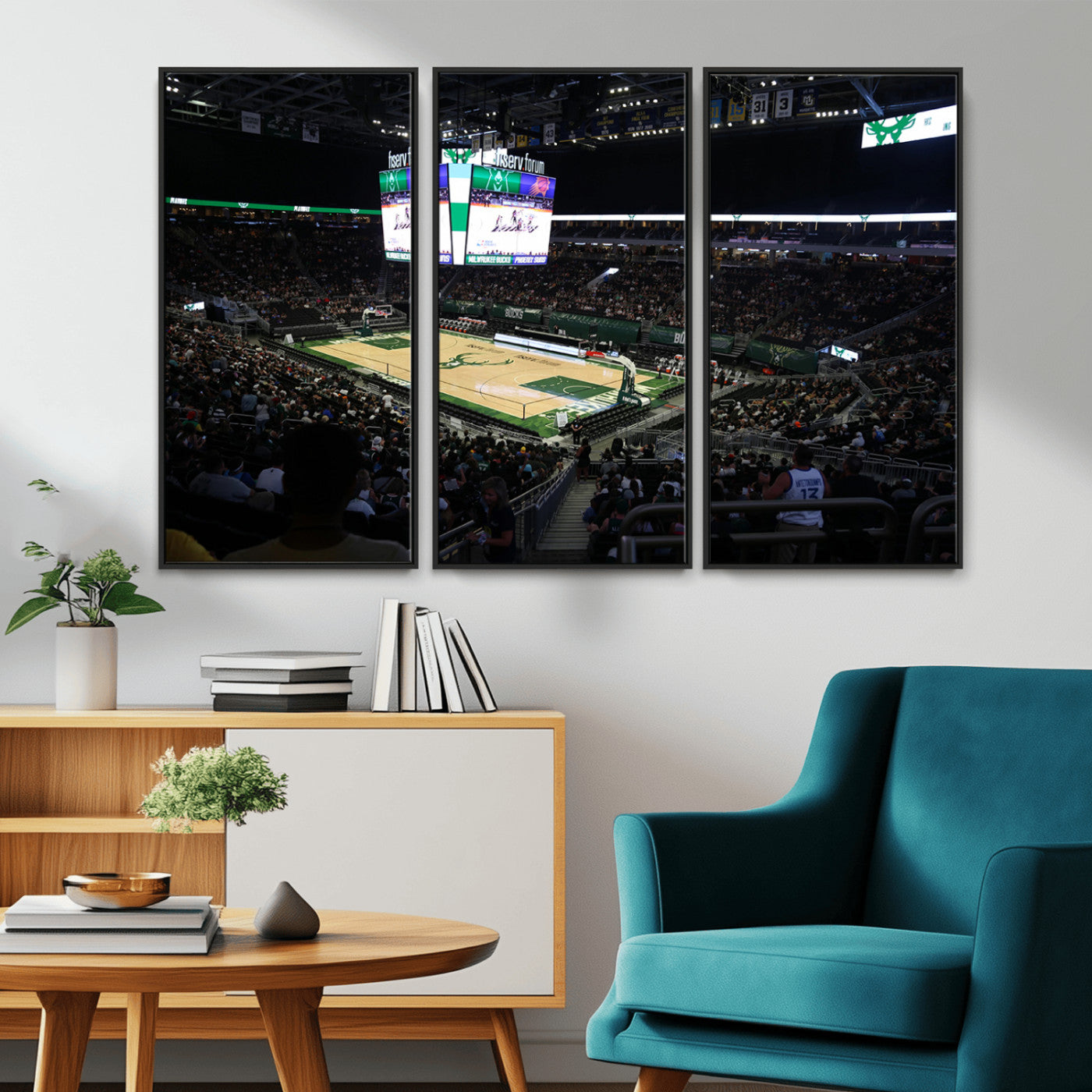 MGV-FC-48X32-3P - Milwaukee Bucks Basketball Print - Fiserv Forum Stadium Wall Art Canvas Print