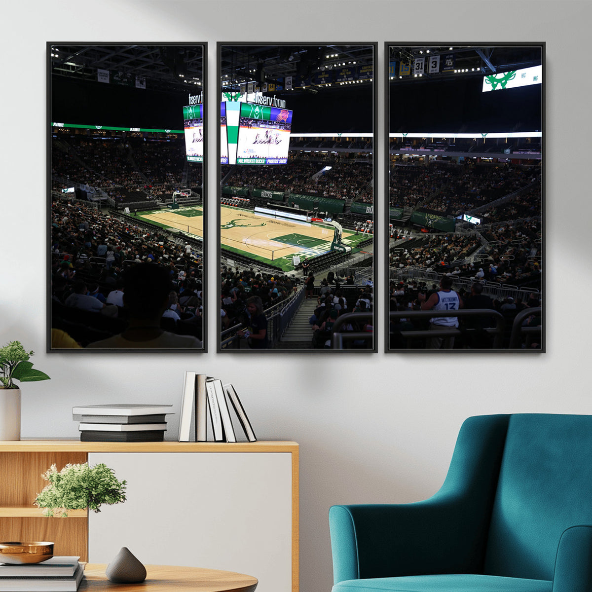 69882-MGV-CV-36X24 - Milwaukee Bucks Basketball Print, Fiserv Forum Stadium Wall Art