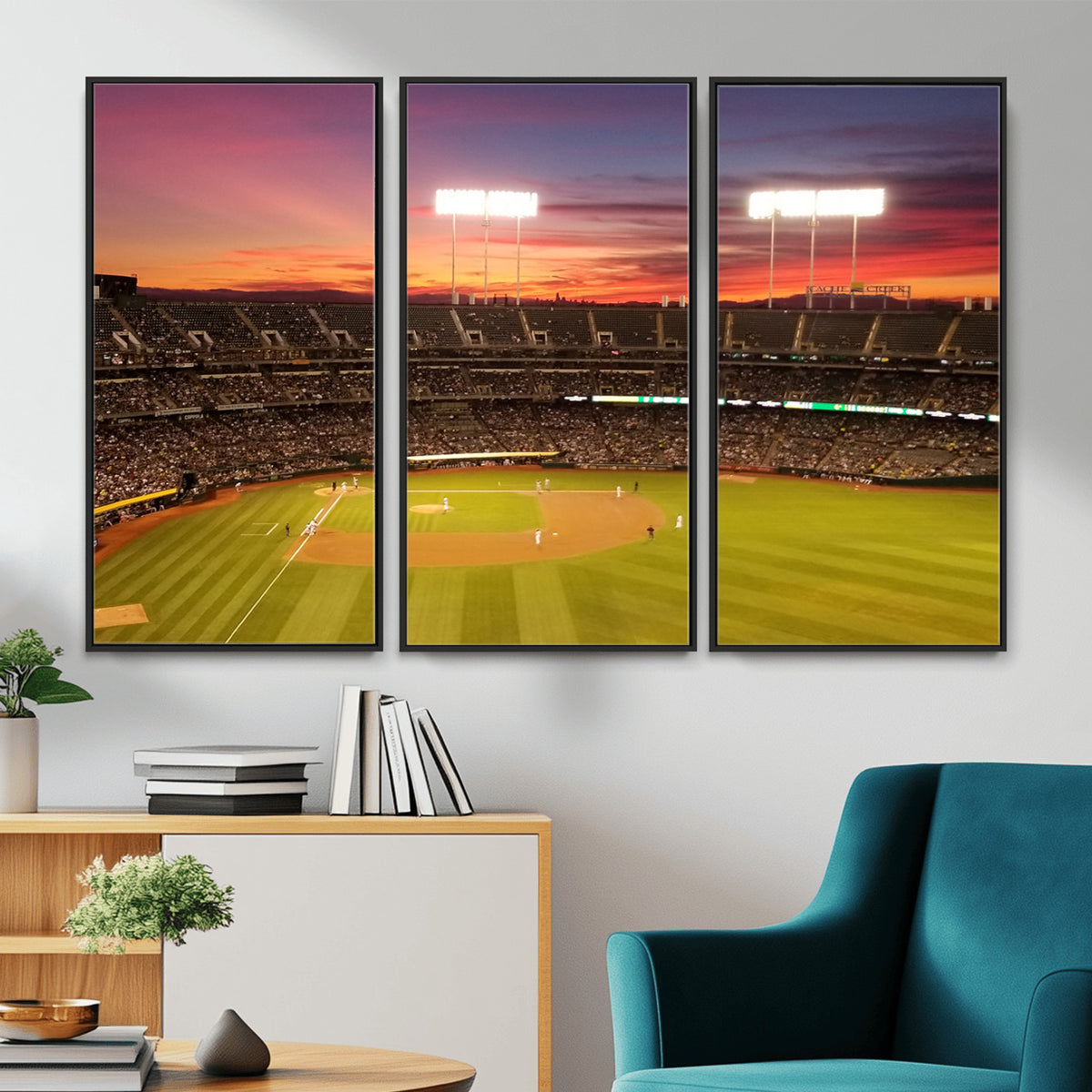 73718-MGV-CV-36X24 - Oakland Athletics Baseball Team Print, Oakland Coliseum
