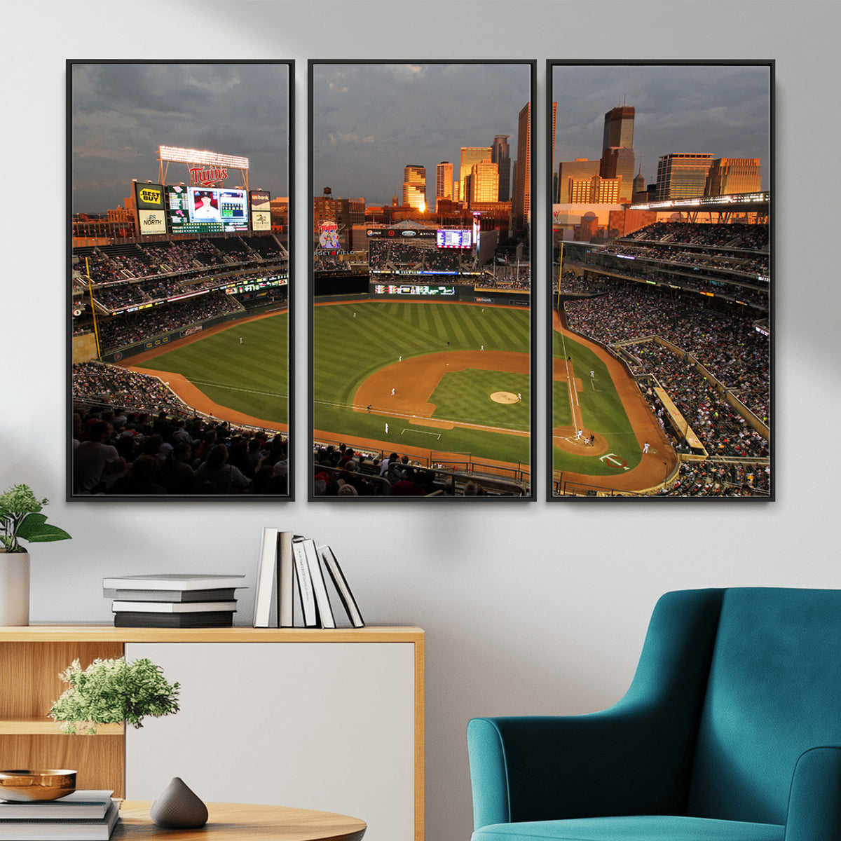 99822-MGV-CV-36X24 - Minnesota Twins Baseball Team Print, Minneapolis Target Field Stadium Wall Art