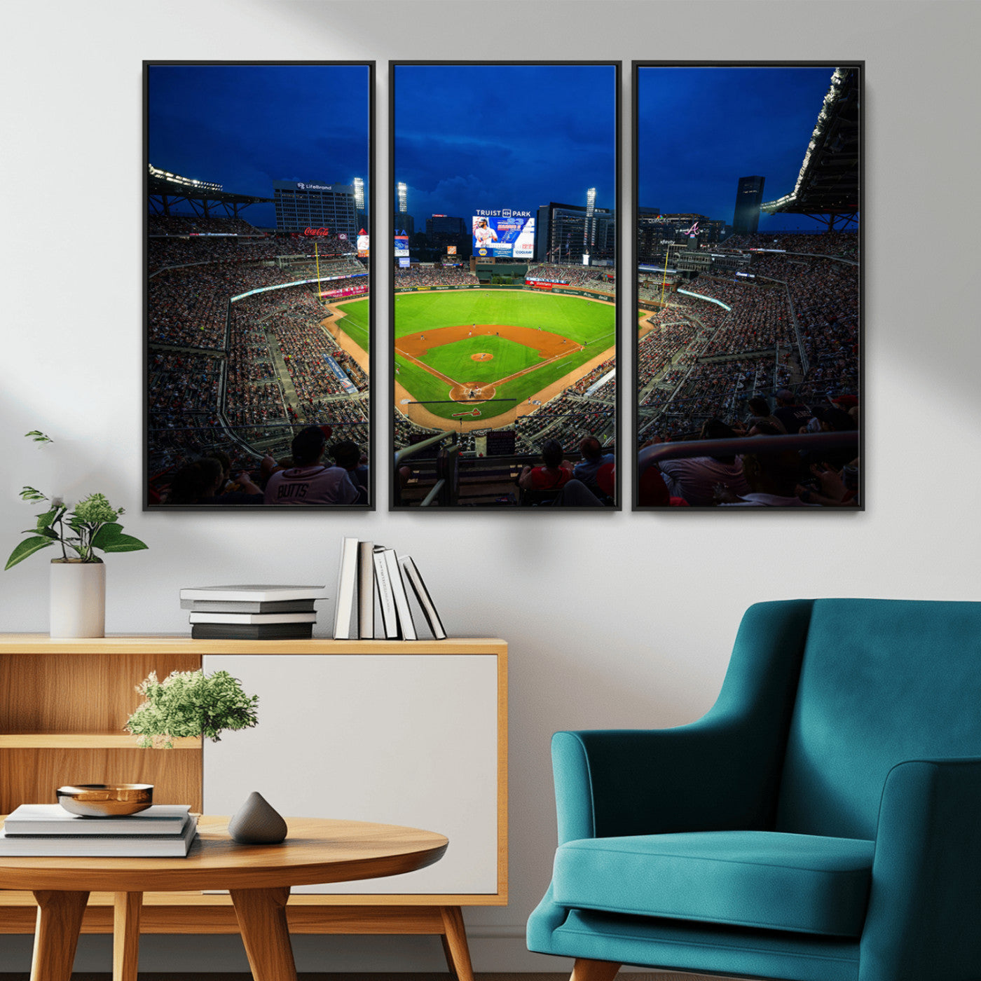 MGV-FC-48X32-3P - Truist Park Night Game Canvas Art - Atlanta Braves Stadium Wall Art Canvas