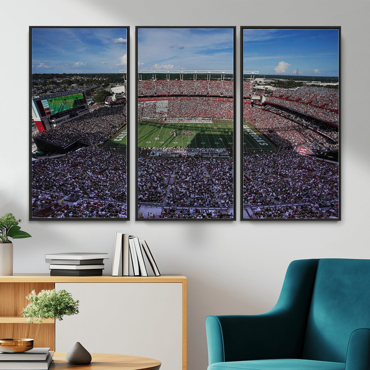 83382-MGV-CV-36X24 - South Carolina Gamecocks Football Team Print, Columbia Williams-Brice Stadium Wall Art