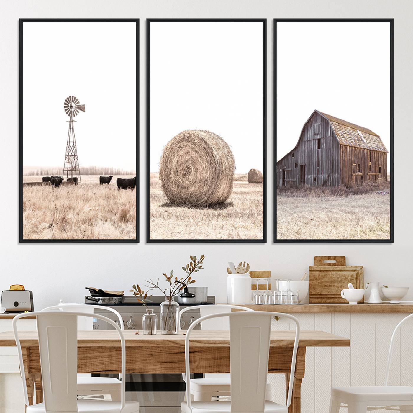 30918-MGV-CV-60X30-3P-Farm Prints Set, Set of 6 Farmhouse Wall Art, Country House Decor, Barn Print, Wheat Print, Farmhouse Wall Art, Gallery Wall Art, Farm Print