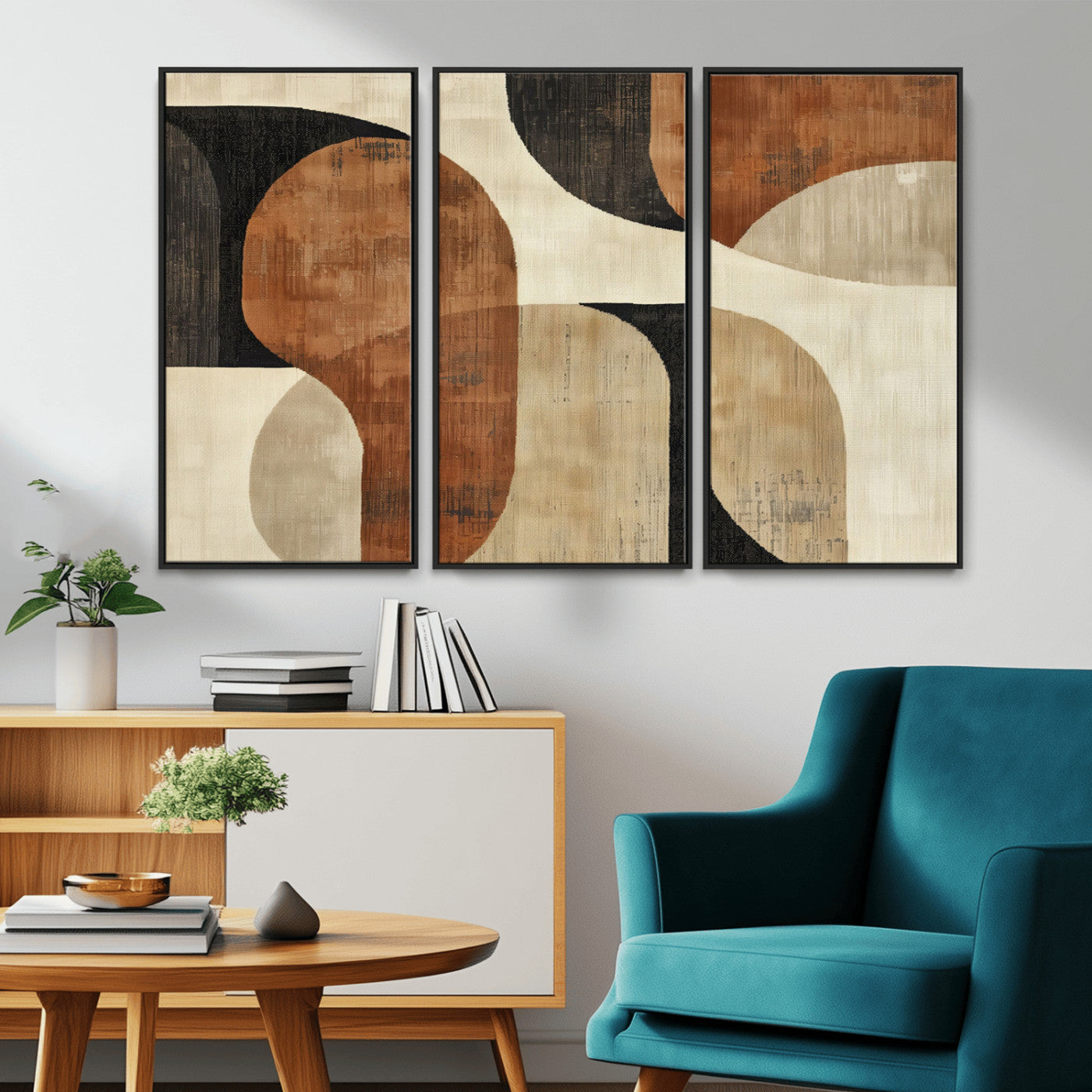 MGV-FC-48X32-3P - Wabi Sabi Abstract Wall Art Canvas Print | Large Minimalist Modern Geometric Wall Decor for Living