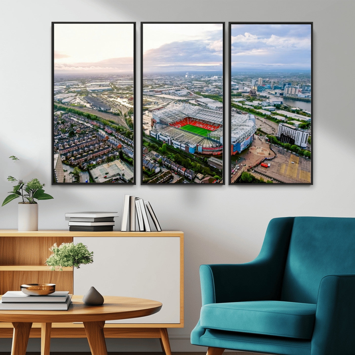 MGV-FC-48X32-3P - Old Trafford Manchester United Stadium Wall Art Canvas Print - Aerial View Stadium, Old Trafford