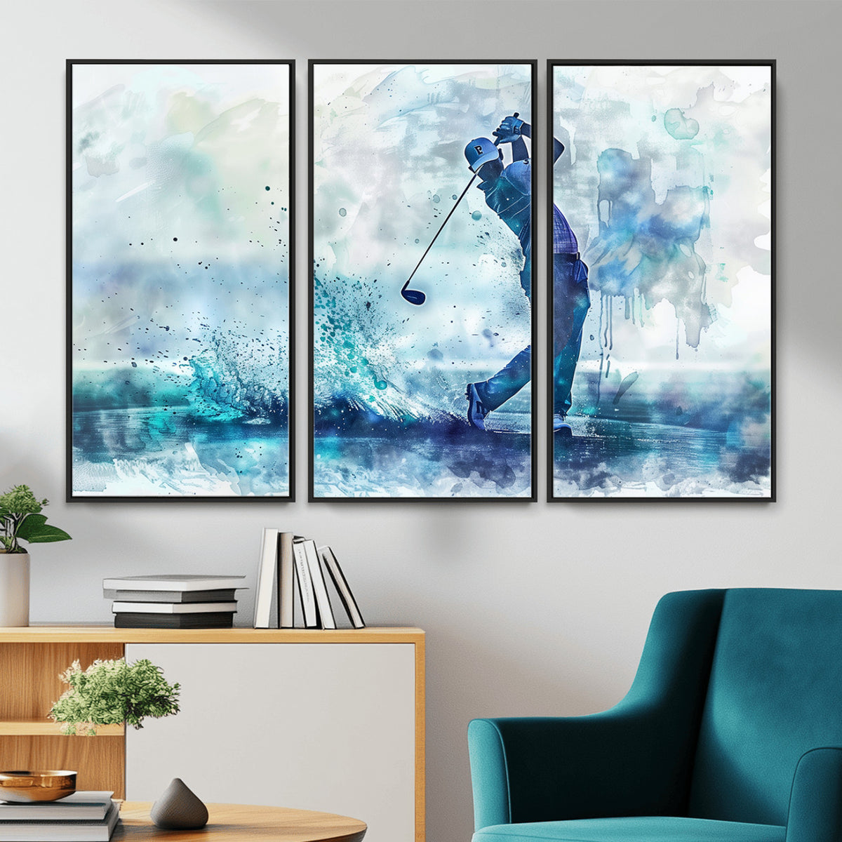 45328-MGV-CV-36X24 - Watercolor Abstract Golf Swing Wall Art Canvas Print