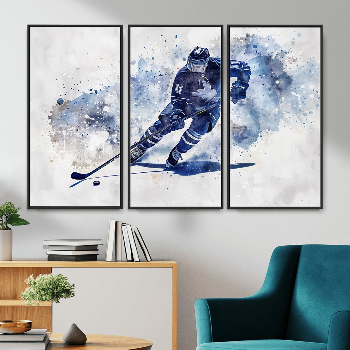 39795-MGV-CV-36X24 - Hockey Player Wall Art Canvas Print