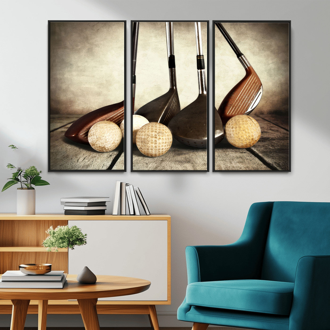 MGV-FC-48X32-3P - Vintage Golf Ball Art | Golf Decor for Man Cave or Office | Ready to Hang and Framed