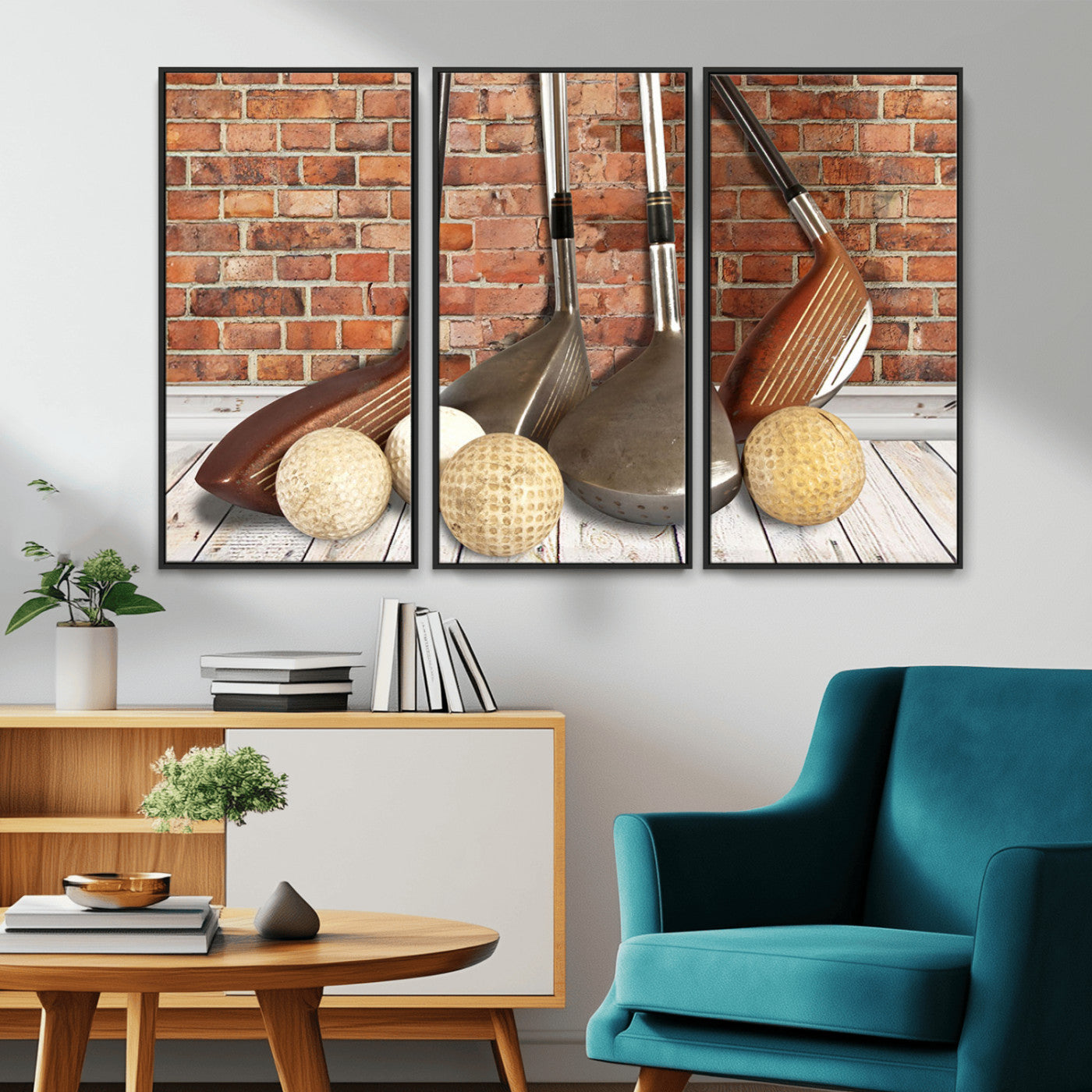 MGV-FC-48X32-3P - Vintage Golf Ball Wall Art Canvas Print | Golf Decor for Man Cave or Office | Ready to Hang and