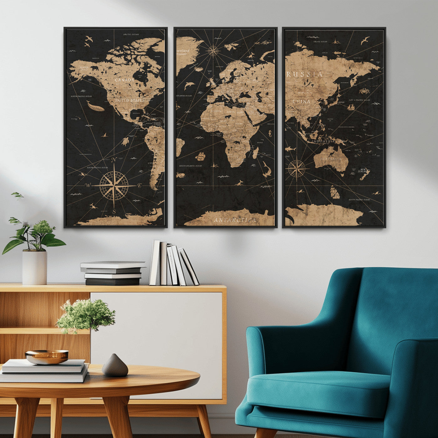 61023-MGV-CV-36X24-World Map Canvas Print – Framed Wall Art for Home Decor