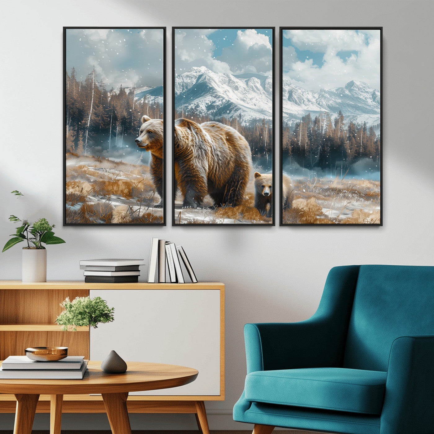 MGV-FC-48X32-3P - Bear and Baby Bear Wall Art Canvas Print