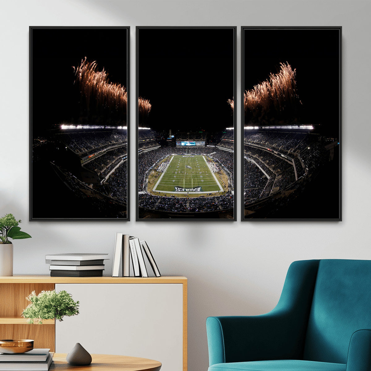 89680-MGV-CV-36X24 - Eagles Field Stadium Wall Art, Philadelphia Eagles Football, Framed and Ready to Hang
