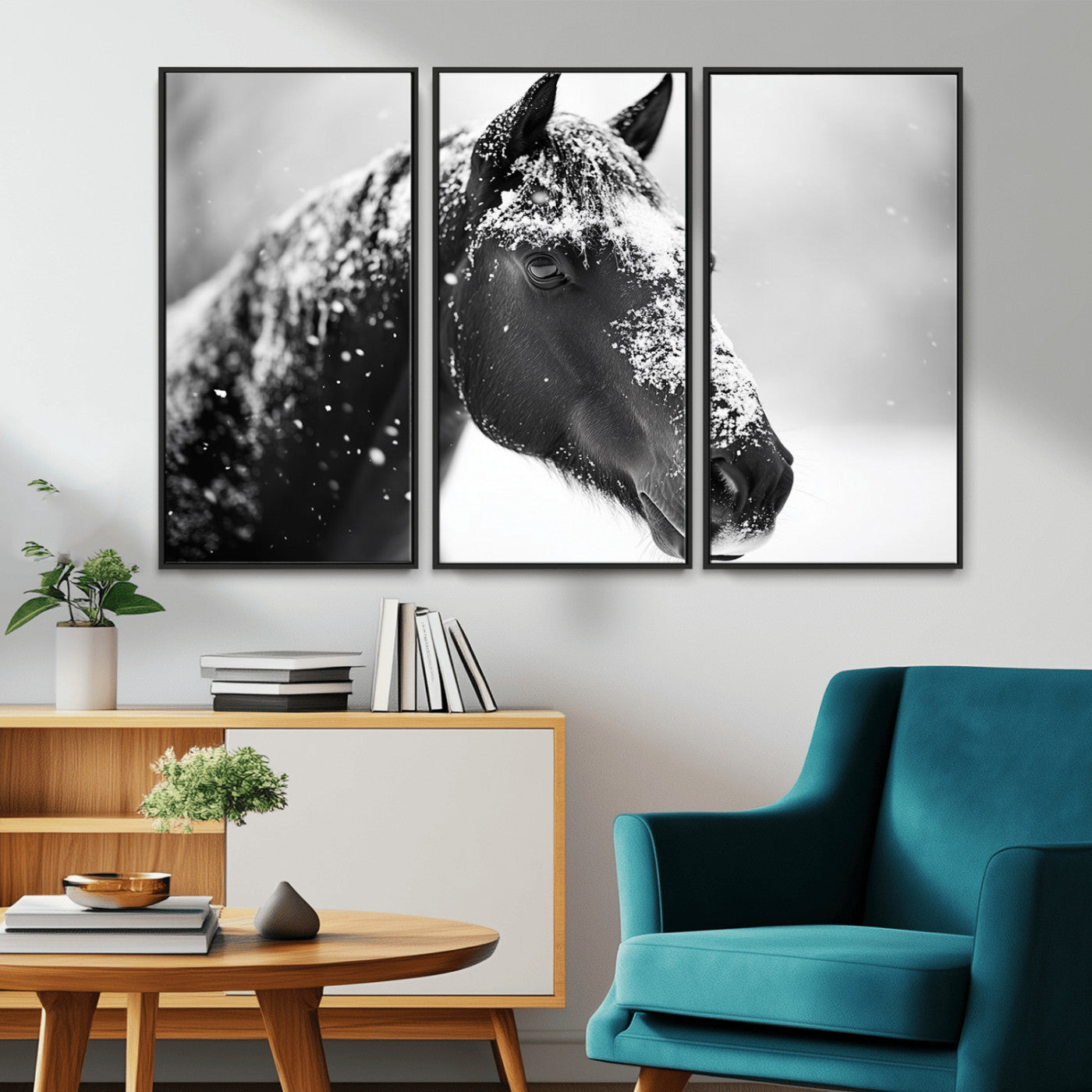 MGV-FC-48X32-3P - Horse Canvas Print - Winter Horse Snow Wall Art Canvas Print