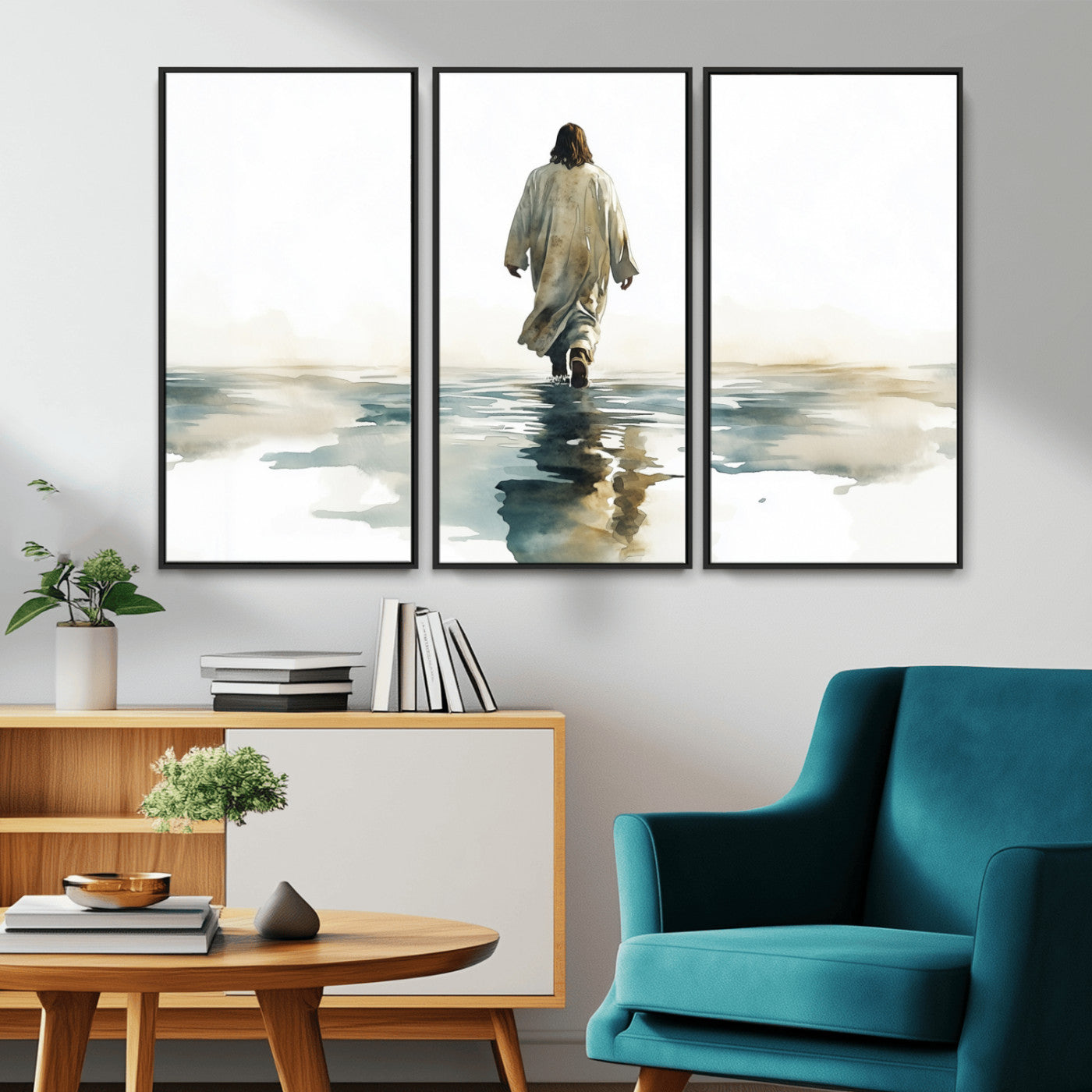 MGV-FC-48X32-3P - Abstract Jesus Wall Art Canvas Print, Christian Wall Art, Jesus Christ Walking