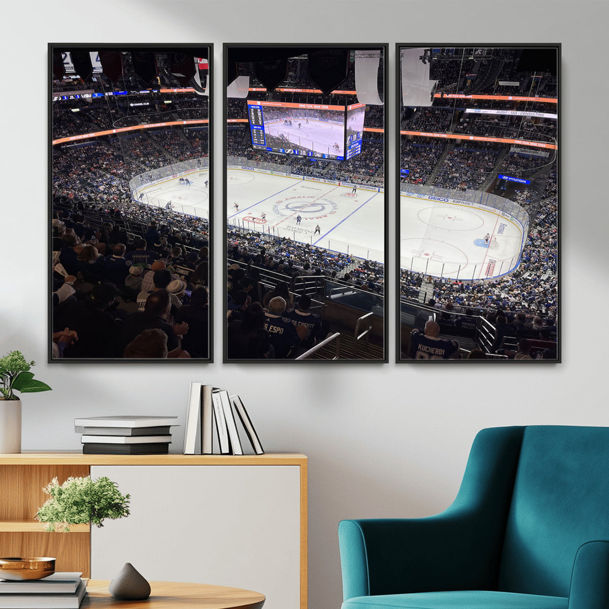 51641-MGV-CV-36X24 - Amalie Arena Florida Wall Art Canvas Print, NHL Hockey, Framed and Ready to Hang
