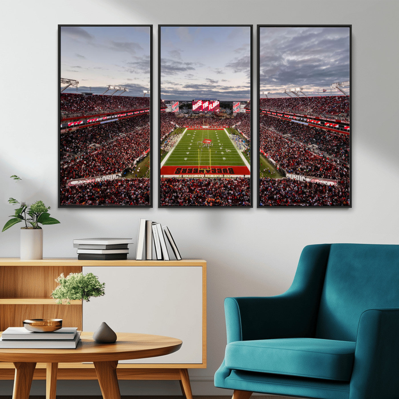 MGV-FC-48X32-3P - Florida Tampa Raymond James Stadium Wall Art Canvas Print - NFL Football Stadium Print Canvas