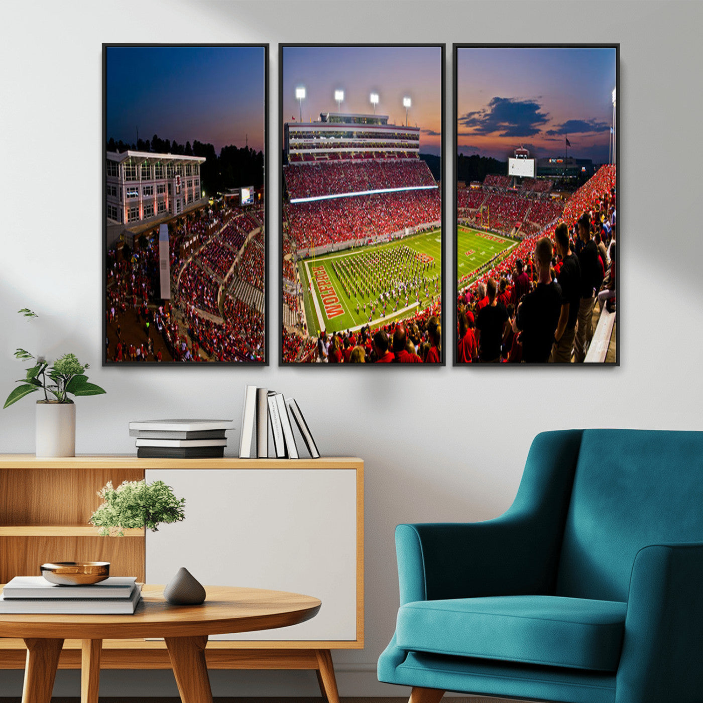 MGV-FC-48X32-3P - NC State Wolfpack Football Team Print - Raleigh Carter-Finley Stadium Wall Art Canvas Print