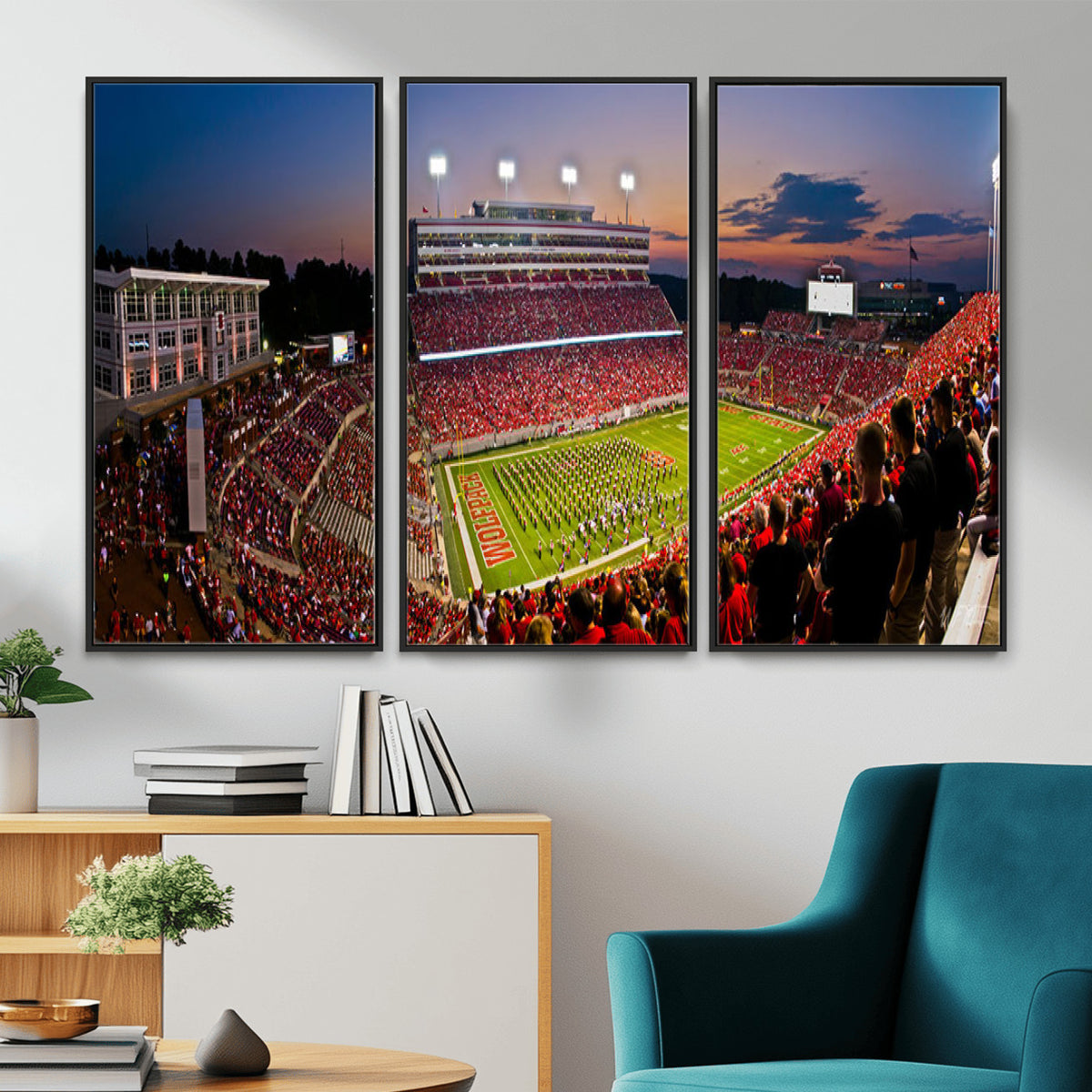 87655-MGV-CV-36X24 - NC State Wolfpack Football Team Print - Raleigh Carter-Finley Stadium Wall Art Canvas Print
