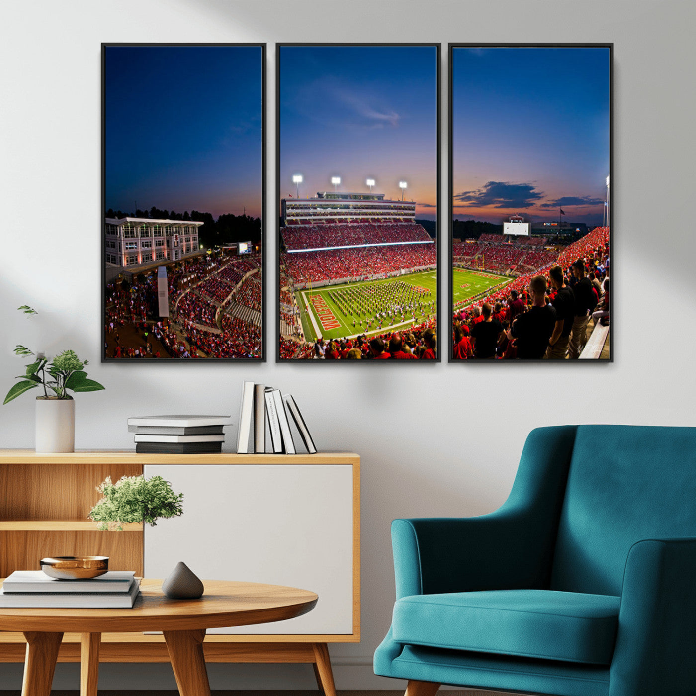 MGV-FC-48X32-3P - NC State Wolfpack Football Team Print - Raleigh Carter-Finley Stadium Wall Art Canvas Print