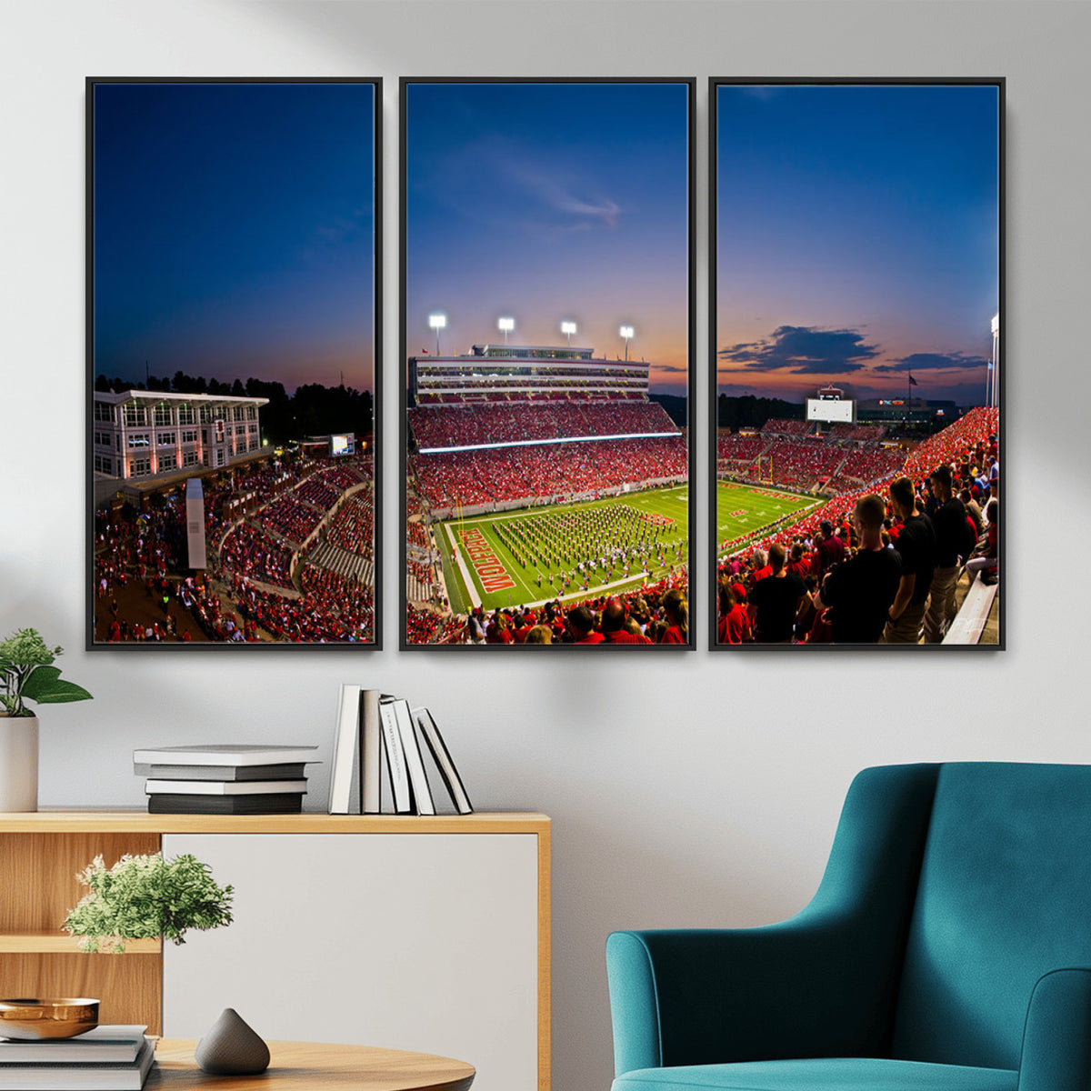 33313-MGV-CV-36X24 - NC State Wolfpack Football Team Print - Raleigh Carter-Finley Stadium Wall Art Canvas Print