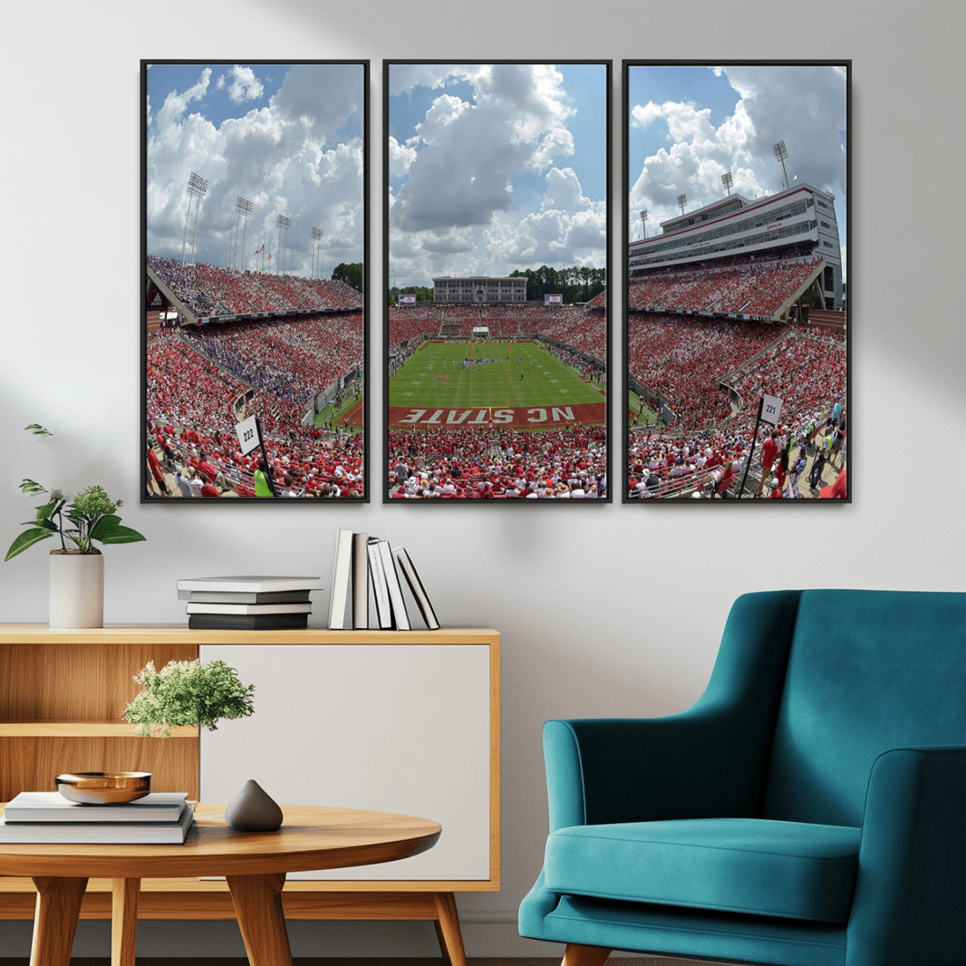 MGV-FC-48X32-3P - NC State Wolfpack Football Team Print Canvas- Raleigh Carter-Finley Stadium Wall Art Canvas Print