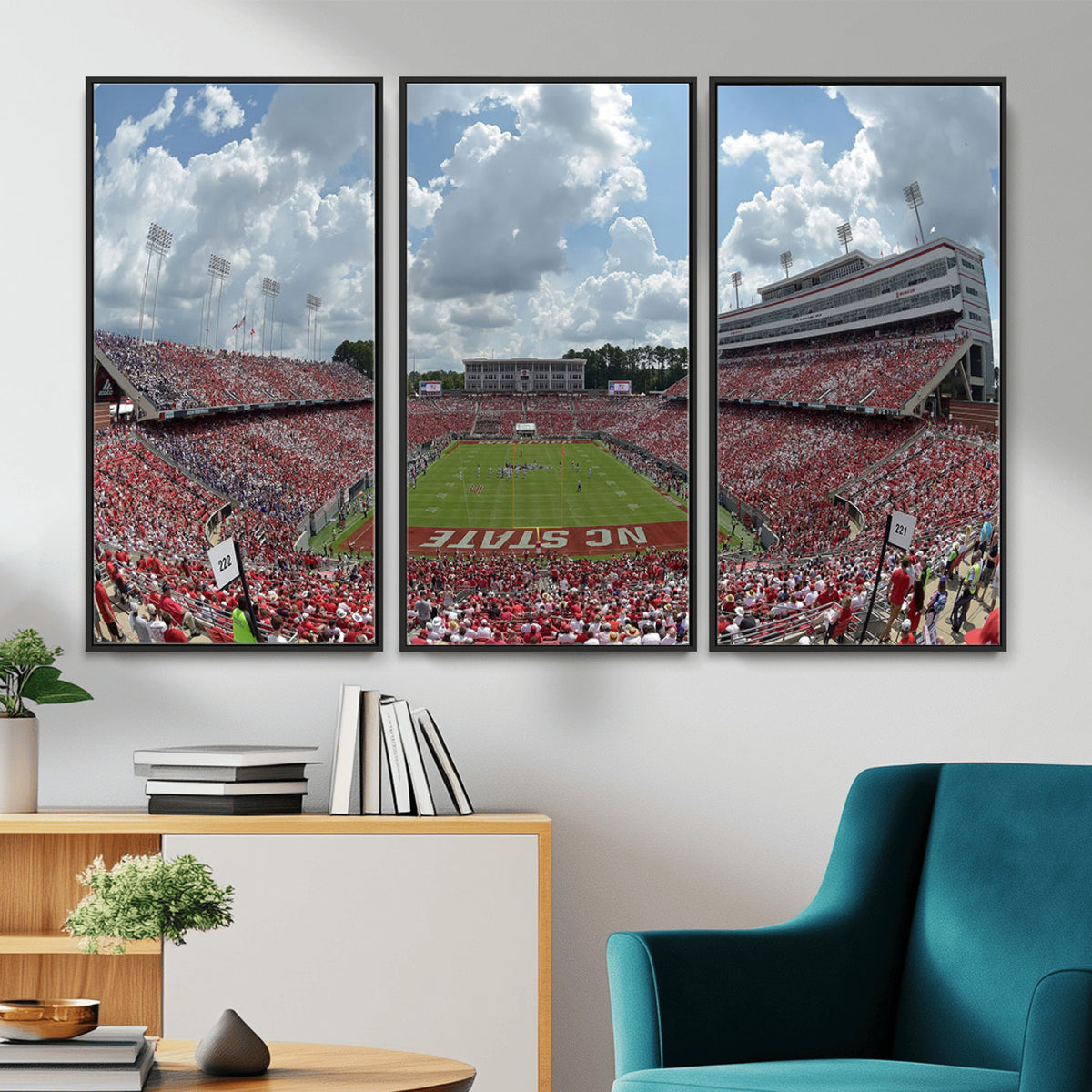 30640-MGV-CV-36X24 - NC State Wolfpack Football Team Print Canvas- Raleigh Carter-Finley Stadium Wall Art Canvas Print