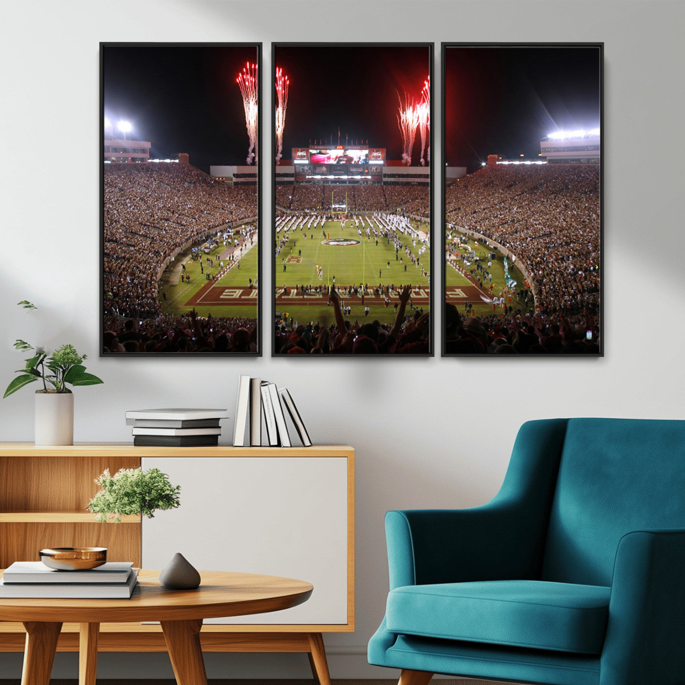 MGV-FC-48X32-3P - Framed Florida State Seminoles Football Team Print - Tallahassee Doak Campbell Stadium Wall Art