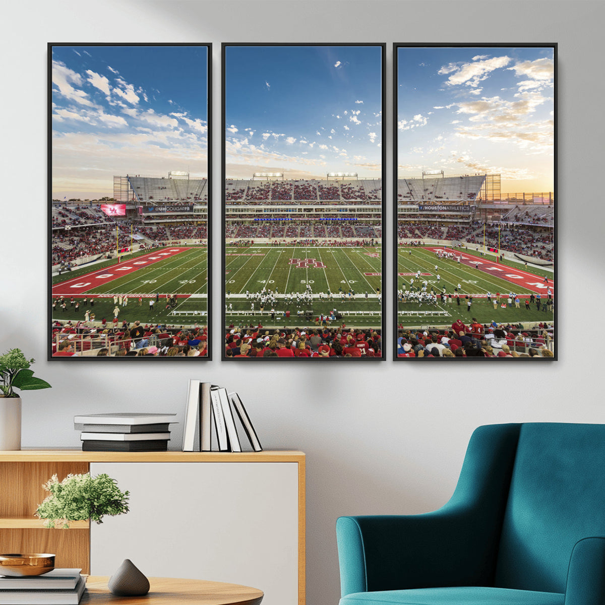 36612-MGV-CV-36X24 - Framed Houston Cougars Football Team Print - Houston TDECU Stadium Wall Art Canvas Print