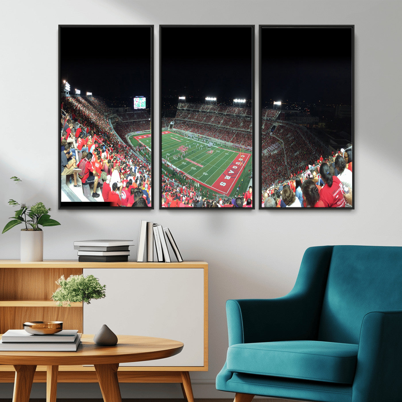 MGV-FC-48X32-3P - Houston Cougars Football Team Print - Houston TDECU Stadium Wall Art Canvas Print