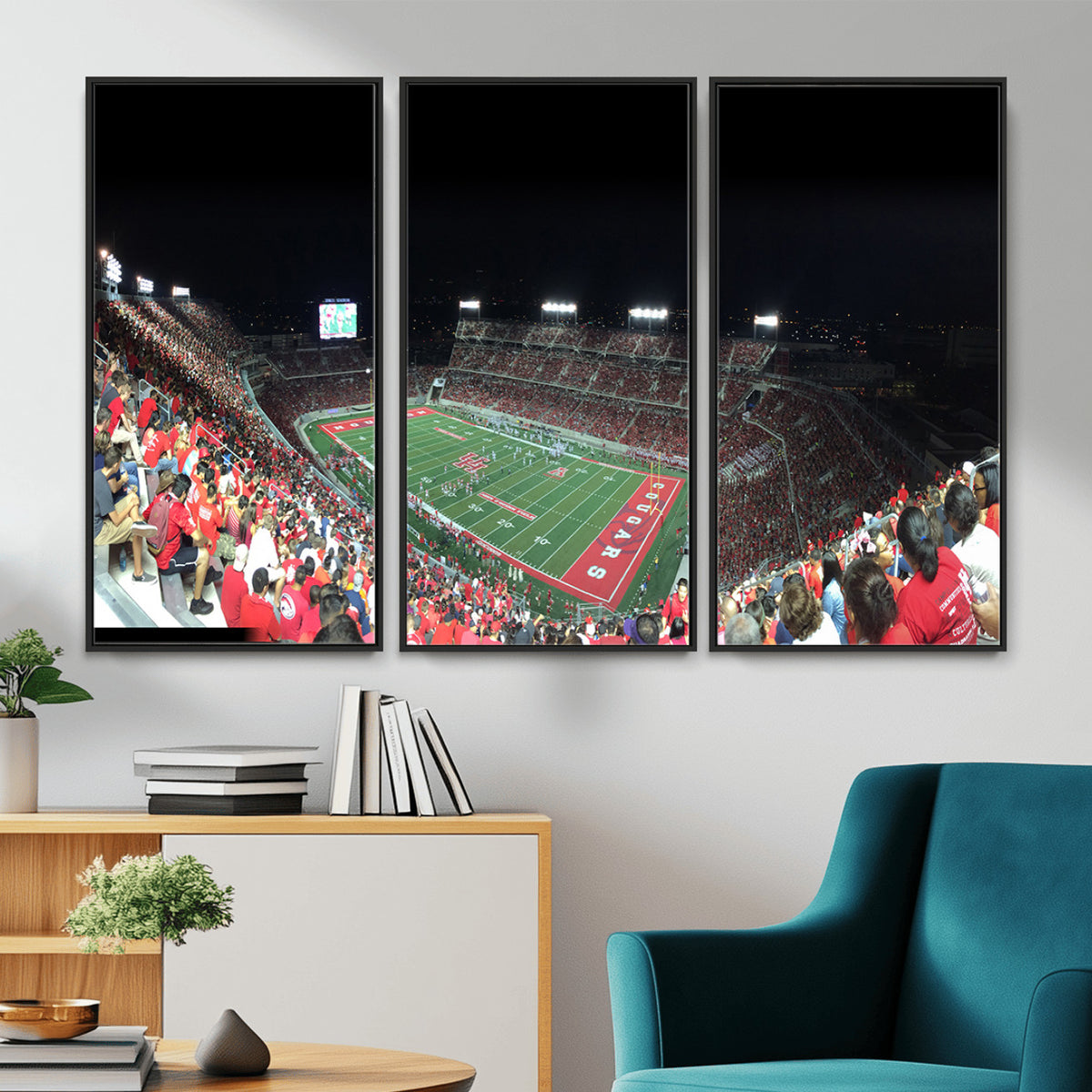 67036-MGV-CV-36X24 - Houston Cougars Football Team Print - Houston TDECU Stadium Wall Art Canvas Print