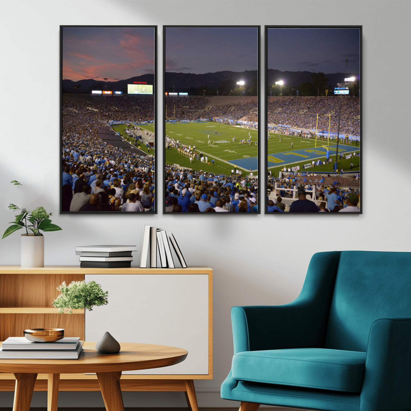 MGV-FC-48X32-3P - UCLA Bruins Football Team Print - Pasadena Rose Bowl Stadium Wall Art Canvas Print