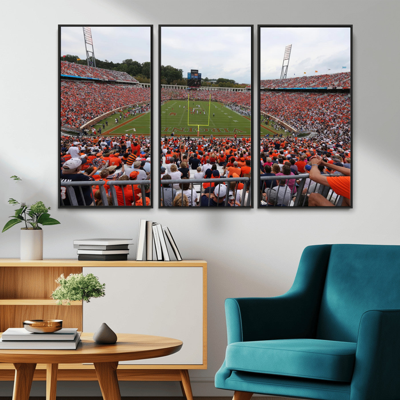 MGV-FC-48X32-3P - Virginia Cavaliers Football Team Print - Charlottesville Scott Stadium Print Wall Art Canvas