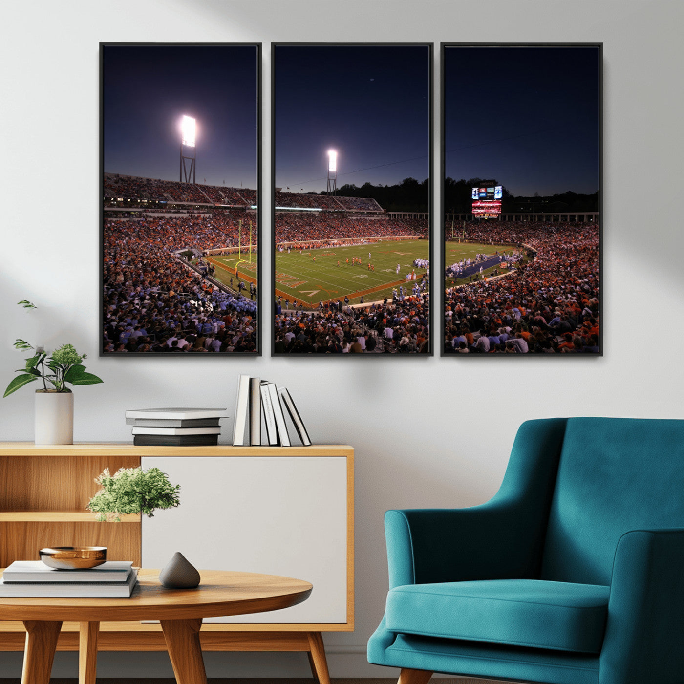 MGV-FC-48X32-3P - Virginia Cavaliers Football Team Print - Charlottesville Scott Stadium Canvas Print Wall Art