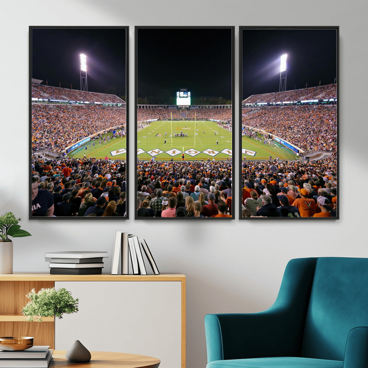 98441-MGV-CV-36X24 - Virginia Cavaliers Football Team Print - Charlottesville Scott Stadium Wall Art Canvas Print