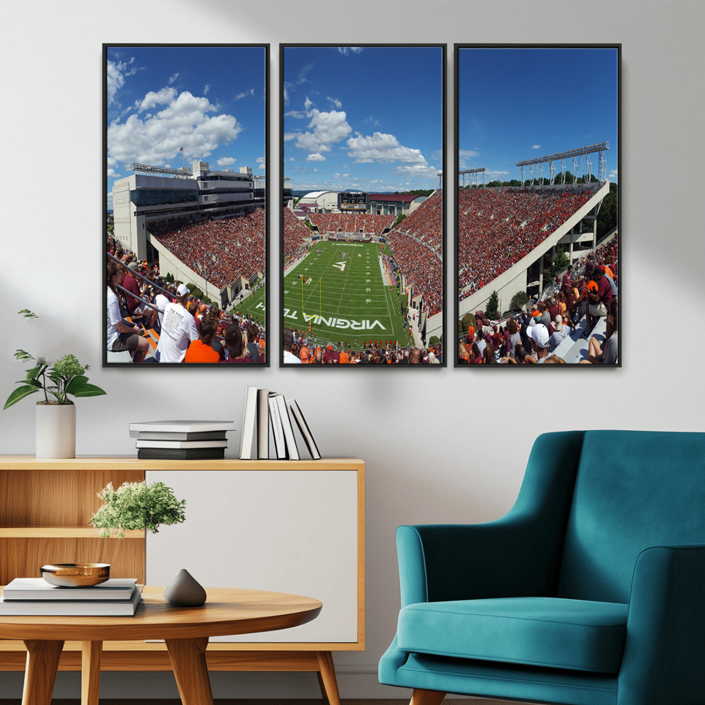 MGV-FC-48X32-3P - Virginia Tech Hokies Football Team Print - Blacksburg Lane Stadium Wall Art Canvas Print