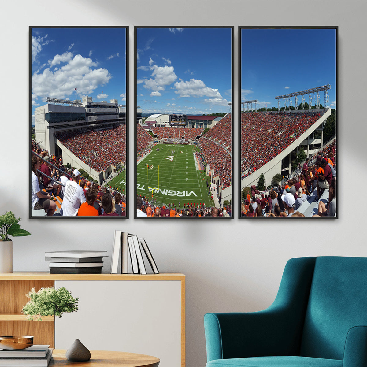 87769-MGV-CV-36X24 - Virginia Tech Hokies Football Team Print - Blacksburg Lane Stadium Wall Art Canvas Print