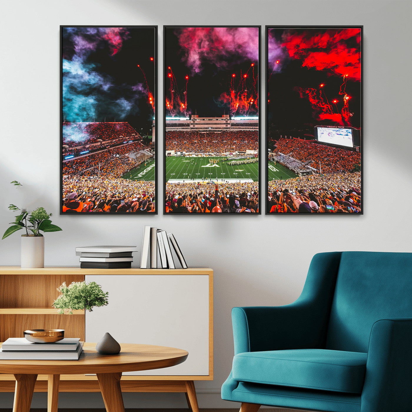 MGV-FC-48X32-3P - Virginia Tech Hokies Football Team Print - Blacksburg Lane Stadium Wall Art Canvas Print