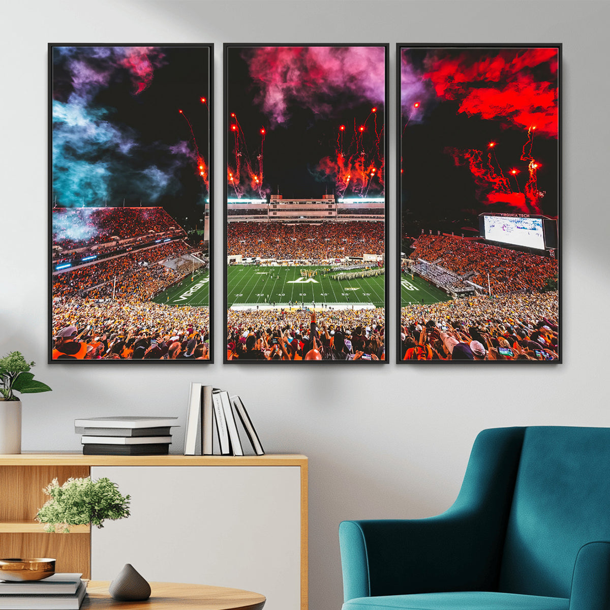 65761-MGV-CV-36X24 - Virginia Tech Hokies Football Team Print - Blacksburg Lane Stadium Wall Art Canvas Print