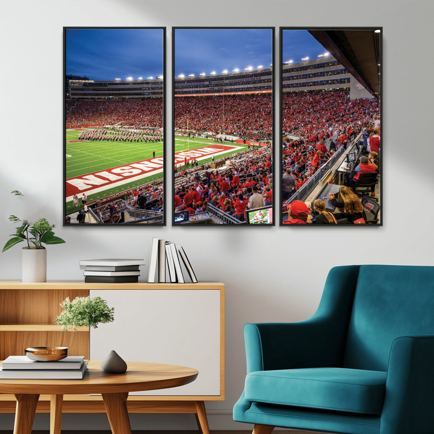 MGV-FC-48X32-3P - Wisconsin Badgers Football Team Print - Madison Camp Randall Stadium Wall Art, Wisconsin Badgers