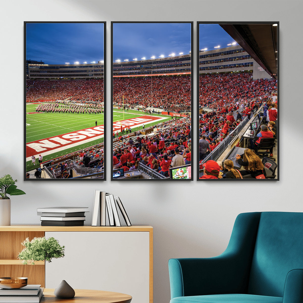57601-MGV-CV-36X24 - Wisconsin Badgers Football Team Print - Madison Camp Randall Stadium Wall Art, Wisconsin Badgers