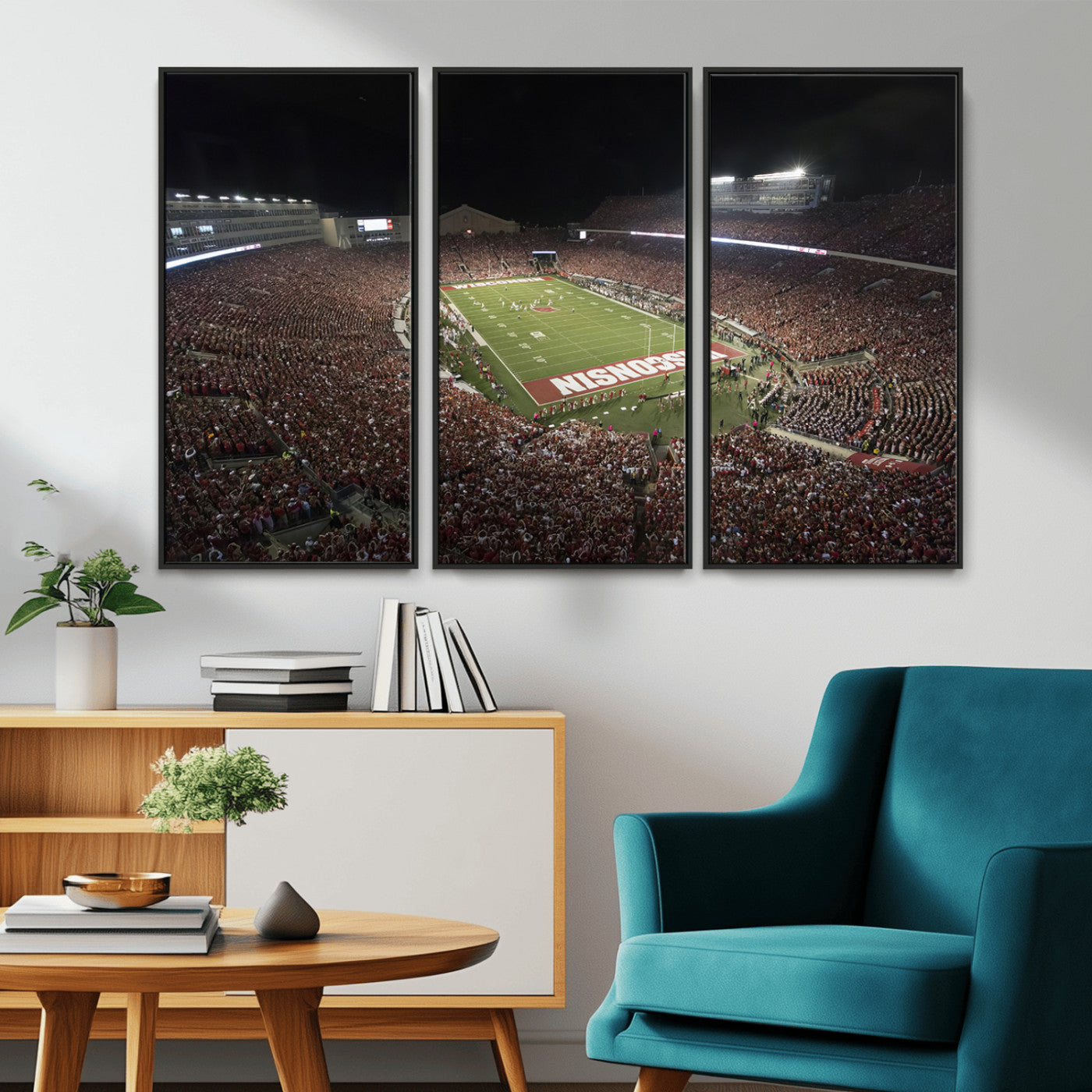 MGV-FC-48X32-3P - Wisconsin Badgers Football Team Print - Madison Camp Randall Stadium Wall Art Canvas Print