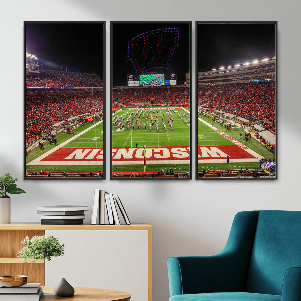 34125-MGV-CV-36X24 - Wisconsin Badgers Football Team Print Canvas- Madison Camp Randall Stadium Wall Art Canvas Print