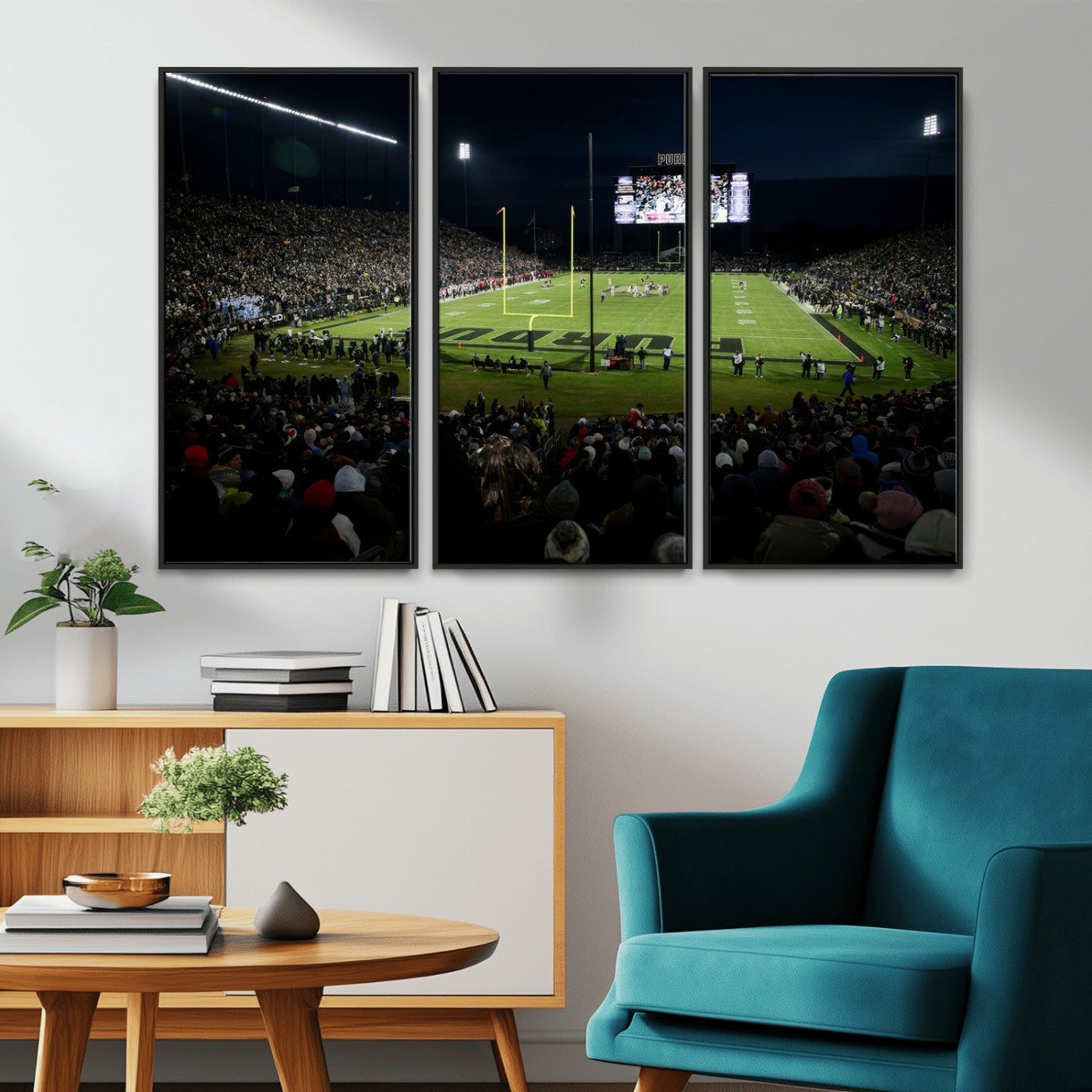 MGV-FC-48X32-3P - Purdue Boilermakers Football Team Print - West Lafayette Ross–Ade Stadium Wall Art Canvas Print