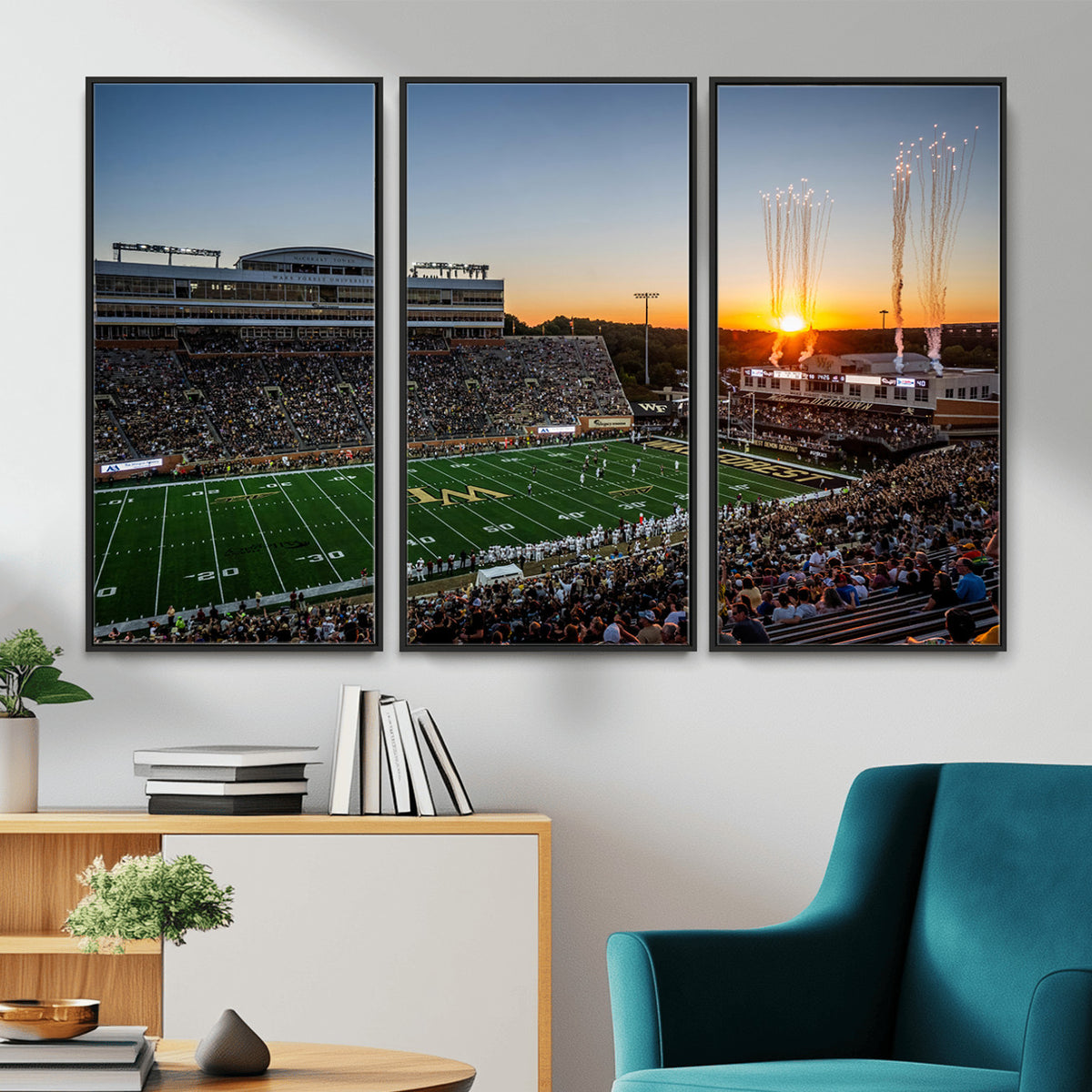 29253-MGV-CV-36X24 - Demon Deacons Football Team Print Canvas- Winston-Salem Allegacy Federal Credit Union Stadium Wall
