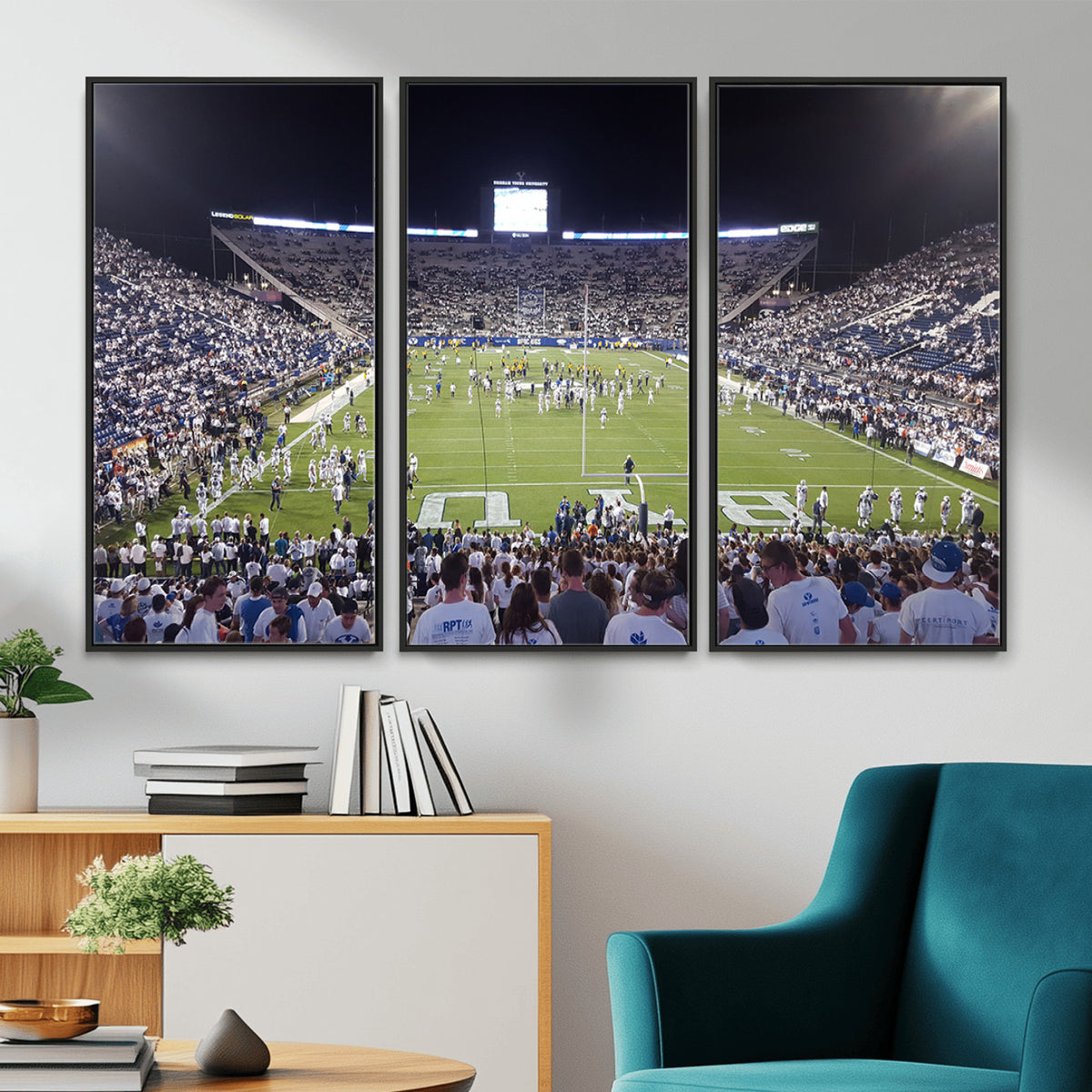 65036-MGV-CV-36X24 - Brigham Young University Cougars Football Print Canvas - Provo LaVell Edwards Stadium Wall Art