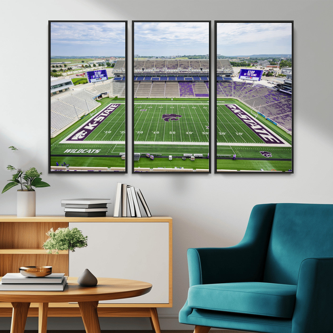 MGV-FC-48X32-3P - KState Wildcats Football Team Print - Manhattan Bill Snyder Family Football Stadium Wall Art Canvas