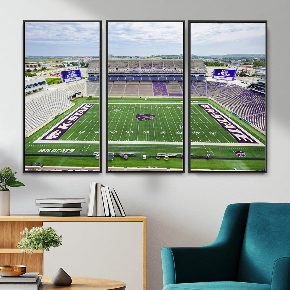29452-MGV-CV-36X24 - KState Wildcats Football Team Print - Manhattan Bill Snyder Family Football Stadium Wall Art Canvas