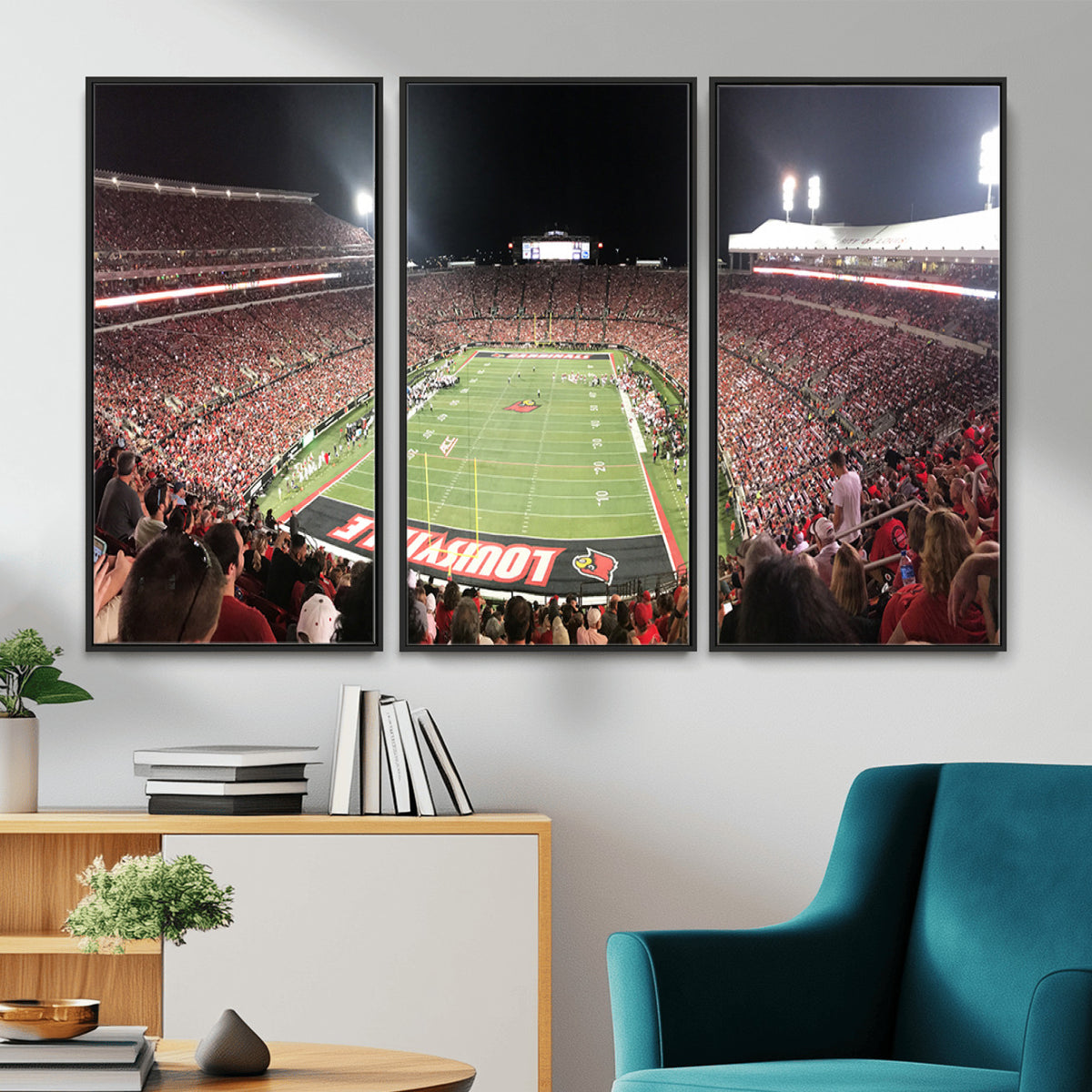 52267-MGV-CV-36X24 - University of Louisville Cardinals Football Team Print - Louisville Cardinal Stadium Wall Art Canvas