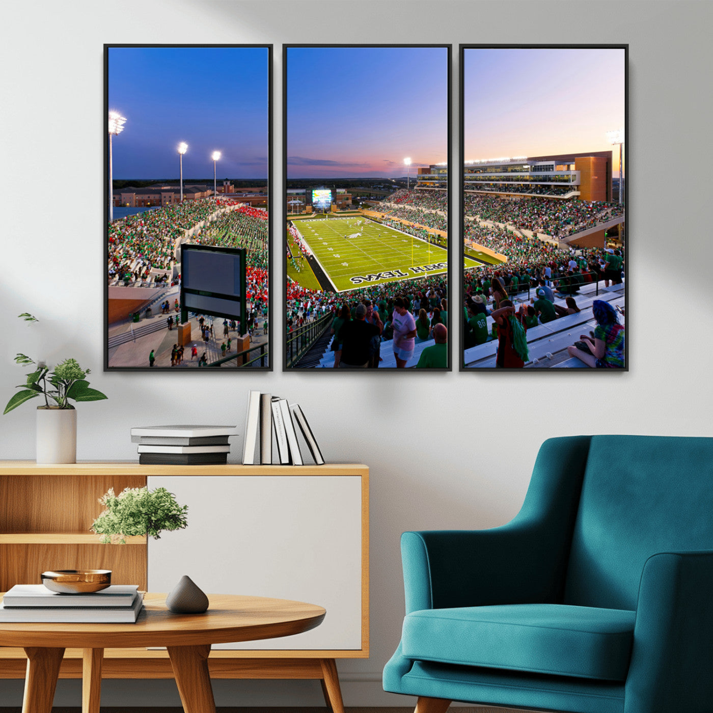 MGV-FC-48X32-3P - University of North Texas Mean Green Football Team Print - Denton DATCU Stadium Canvas Print Wall